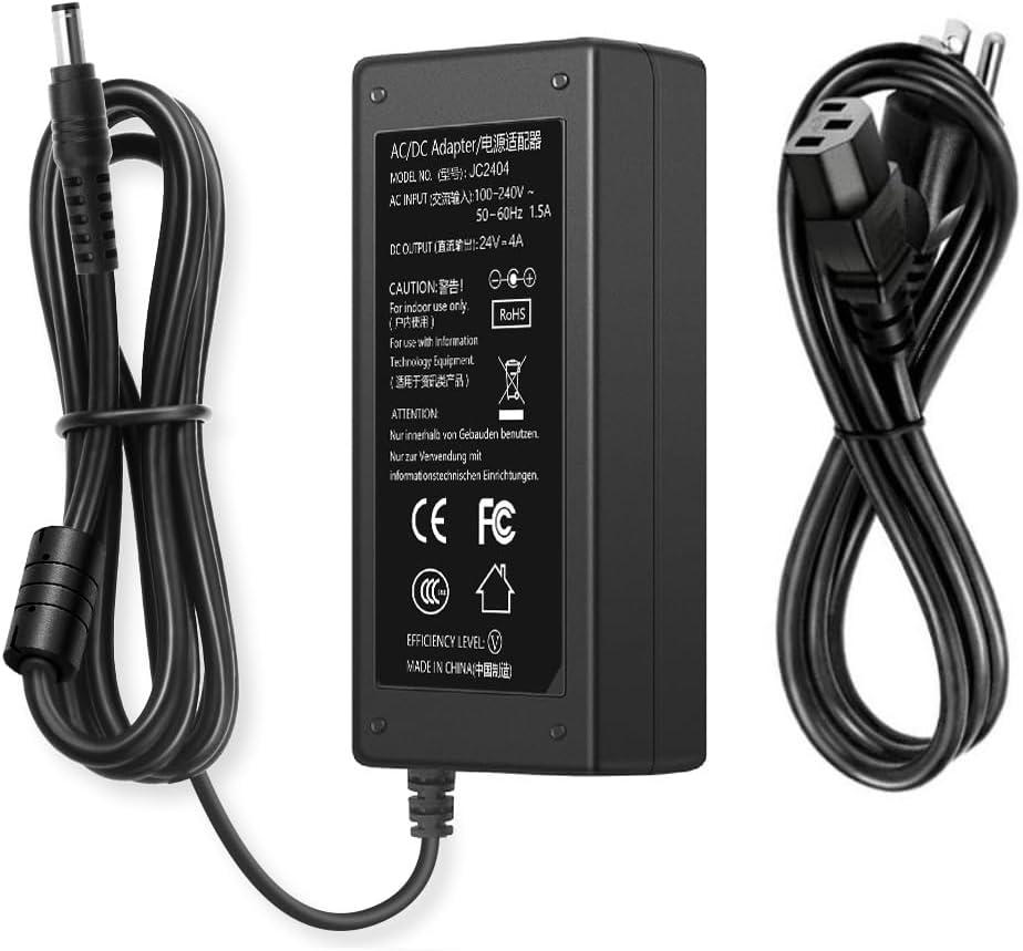 24V DC Power Supply 4A Universal AC Adapter, 100-240 50/60Hz Adapter to 24 Volts 4Amp Transformer, DC 24V Power Cord, 5.5mm x 2.5mm Plug