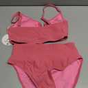 ANRABESS Bikini Sets for Women Summer High Waisted 2 Piece Bathing Suit Ribbed U-Wire Cutout Swimsuit Beach Vacation 2026 (Pink, S)