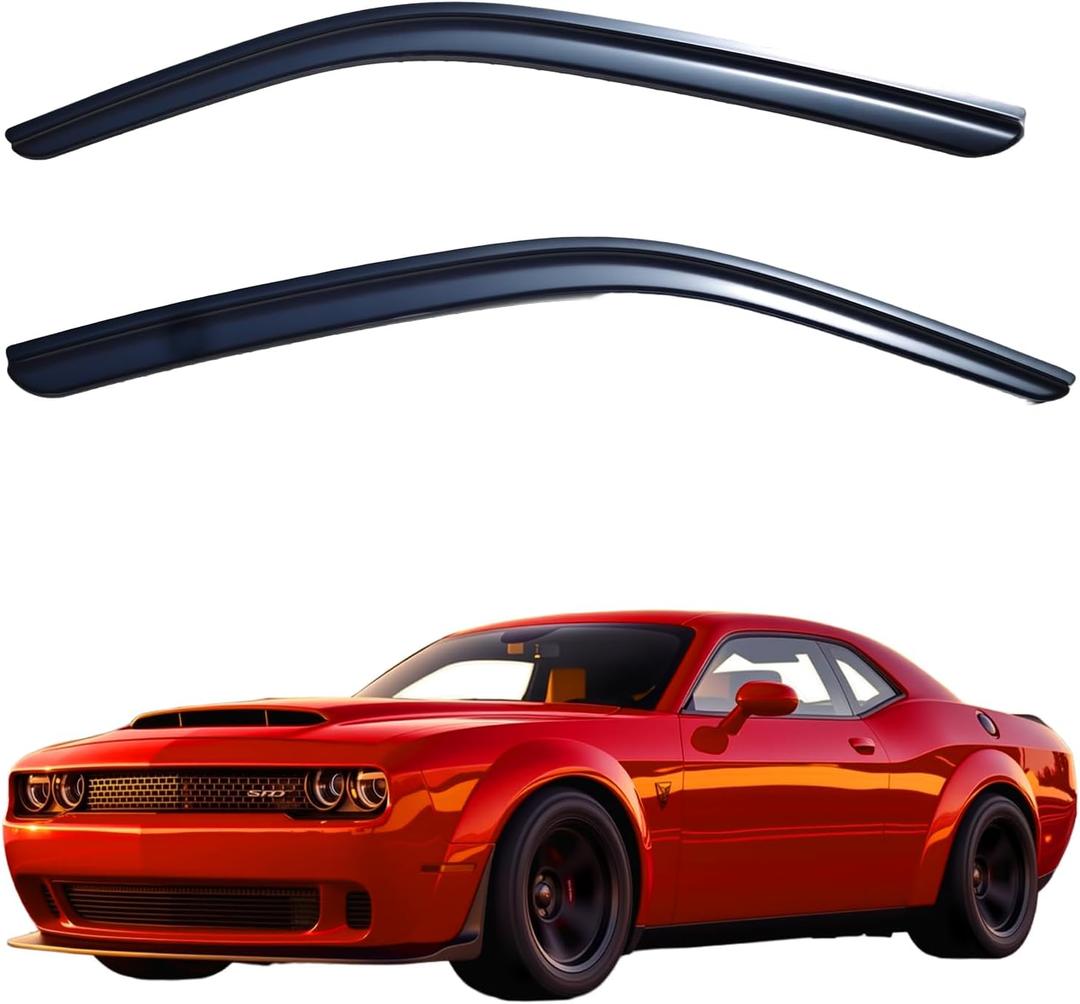 Window Visors Rain Guards Compatible with Dodge Challenger 2008-2023, Out-Channel Side Window Wind Deflectors Vent Shades Accessories, Dark Smoke, 2014 2015 2016 2017 2018 2019 2020 2021 2022