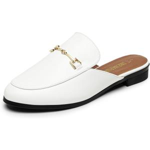 DREAM PAIRS Mules for Women Flats Comfortable Buckle Mules Slip on Slides Backless Loafers Shoes, 9.5