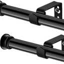 Curtain Rods 2 Pack 5/8 inch Black Curtain Rods for Windows 30 to 45 Inch with Brackets Easy to Install for Bedroom Living room Kitchen (30-45, Black|2 Pack)