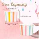 MATICAN Paper Ice Cream Cups, 50-Count 9-Oz Disposable Dessert, Snack Bowls for Hot or Cold Food, 9-Ounce Party Supplies Treat Cups for Sundae, Frozen Yogurt, Soup, Pastel Stripes