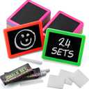 Mini Chalkboard for Kids - (Pack of 24) Goodie Bags Stuffers for Kids Mini Chalkboard Each with 2 Chalk Sticks, and 1 Eraser for Boys and Girls Birthday Party Favors