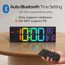 JALL 16.2" Large Digital Wall Clock with Bluetooth Sync, RGB Digital Clock Large Display with Auto DST, Wall Clock for Classroom Bedroom Gym Office, Led Clock for Seniors (Black)