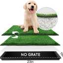 HQ4US Dog Grass Pad with Tray, Odor Free Grass Pee Pad for Dog Litter Box | Small Dog Potty Tray No Grate, Artificial Grass Fast Drainage, Hemmed Edge, Realistic, Fake Grass for Indoor Balcony, Size: S(No Grate) - 22" x 14" for Dog＜19'' Length