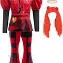 Girls Rise Red Costume with Wig Kids Movie Dress Up Outfits Halloween Birthday Party Role Play Clothes (2-3 Years)