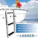 Stainless Steel Folding Boat Ladder Portable Swim Ladder Telescoping Stepladder for Marine Yacht Boat and More (7101SN25)