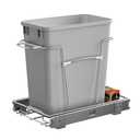 Pull Out Trash Can for Kitchen Cabinets, 35 Qt Under Sink Garbage Bin with Full Extension Slides, Fits 13" W x 18" D Opening Cabinets, Heavy-Duty Steel Organizer, Silvery (Trash Can Not Included)