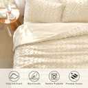 Amlie Home Tufted Boho Comforter Set King Size, 3 Pieces Soft Textured Bed Set, Lightweight Breathable Comforter for All Seasons, Farmhouse Shabby Chic Jacquard Bedding, Cozy Gift for Women, Beige