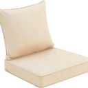 Outdoor Patio Chair Cushions 19x19 Inch, Waterproof Cushions for Deep Seat Patio Furniture, Replacement Cushion for Outdoor Furniture (Beige)
