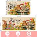 Nialnant Easter Kitchen Rugs Set of 2, Non Slip Kitchen Mats for Floor, Absorbent Rubber Kitchen Rugs, Low-Profile Easter Bunny Floral Kitchen Mat for Front of Sink 17'' x 47'' + 17'' x 30''