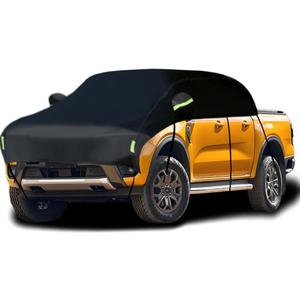 Half Car Cover Car Cover for Sunshade Half Car Body Cover Snow Cover Waterproof Universal Black 210D with Cotton (Small/Medium Size Pickup -Crew Cab)