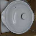 Pots Casserole Soup Bowl with Lid Ceramic Cookware Stockpot Rice Pots Clay Pot for Cooking (White, 3.4 Quart)