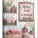 ZXHYWYM Pink Bathroom Wall Art Bathroom Pictures Rustic Farmhouse Sign Poster Towel Flower Bottles Painting Prints Toilet Laundry Powder Room Decor Framed (Pink, (12" x 18")).