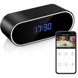 WiFi Security Camera, Wireless Spy Camera, Hidden Camera Clock, FHD Nanny Cam with Night Vision,Motion Detection, Remote Viewing for Indoor Baby Pet Surveillance