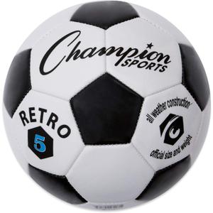 Champion Sports Retro Soccer Ball (Size 5, Black/White)
