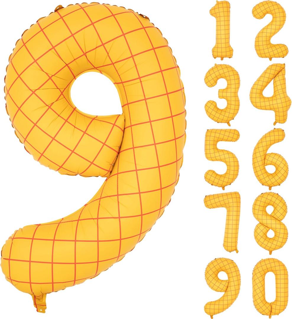 2 x 40" Matte Yellow Balloons Toy Inspired Story Theme party Supplies, Number Birthday Decoration, Cowboy Decorations Western, Cowgirl Party Balloon Digital 9