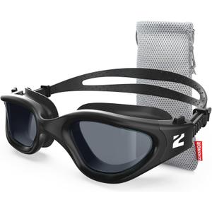 ZIONOR Swim Goggles, G1 SE Swimming Goggles Anti-Fog for Adult Men Women (A4-smoke Lens Allblack Frame)