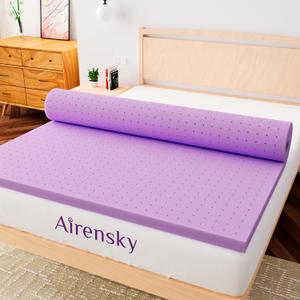 Airensky 2 Inch Cooling Gel Memory Foam Mattress Topper King Size - CertiPUR-US Certified Bed Topper, Pressure Relief for Back Pain, Breathable Design, Odor-Free (76"x80"), Violet 