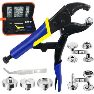 Loyola Snap Pliers Heavy Duty Tool Kit with 3 Dies & 60 Stainless Steel Snaps, Snap Button Tool for Replacing Marine Covers, Tarp, Canvas & Leather