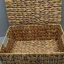 StorageWorks Wicker Basket with Scalloped Edge Lid, Handwoven Water Hyacinth Baskets for Bedroom, Living Room, 13" L x 9 " W x 6" H