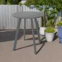 Meluvici Outdoor Side Table, Weather Resistant Patio Small Outdoor Indoor Round Metal Steel Small Side Table, Waterproof End Table for Garden Balcony Yard, Grey, 15.76"x19.7"