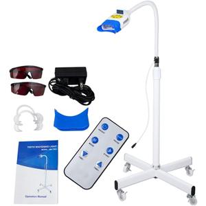 Professional Teeth Whitening Machine LED Light, Mobile 36W Dental Teeth Whitening Lamp Bleaching, Tooth Whitener 3 Colors Blue/Red/Purple Light with Remote Control