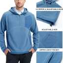 M MAELREG Hoodies for Men Quarter Zip Hooded Pullover Heavyweight Warm Microfleece Golf Polar Fleece Sweatshirt for Men (Blue, M)