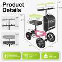 BlessReach Economy Steerable Knee Walker - Compact Crutch Alternative for Foot Injuries with Dual Braking System (Pink)