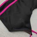 BMJL Women's High Waisted Bikini Ribbed Two Piece Swimsuit High Cut Color Block Adjustable Straps Bathing Suit (Large, Black&pink043)