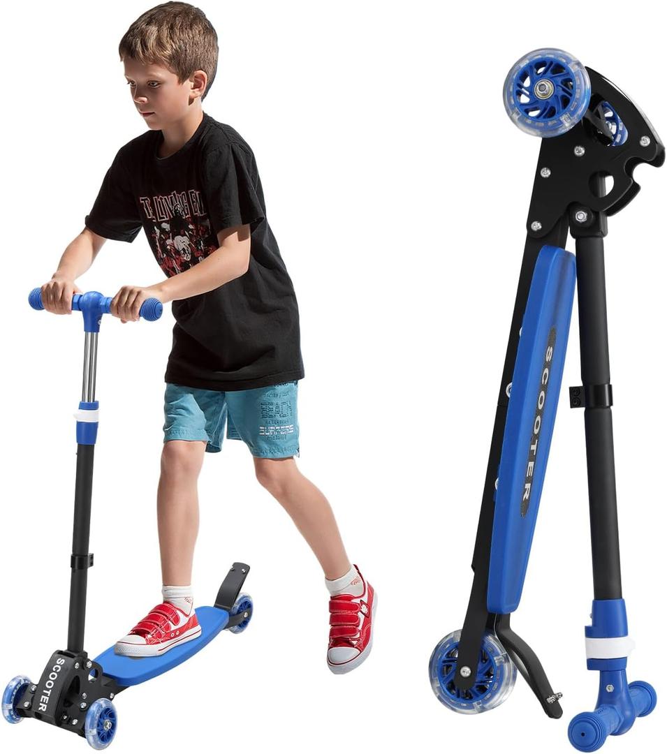 Scooters for Kids 8-12, 3 Wheel Kids Scooter with Adjustable Height Handlebars for Boys & Girls (Blue)