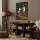 vintage halloween wall art Two cute ghosts in a library Canvas print romantic dark academia moody cottagecore horror posters for Halloween Party House Room Decor 12x18inch Unframed