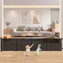 200inches Retractable Baby Gates Extra Wide, 34" Tall Extra Large Openings Baby Gates for Doorways, Upgraded Retractable Dog Gate for Stairs, One-Handed Operation, Built-in Reinforce Strip (Black)