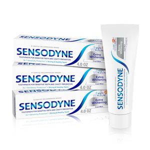 Sensodyne Extra Whitening Sensitive Teeth and Cavity Prevention Whitening Toothpaste, Cool Mint -4 Ounces (Pack of 3)
