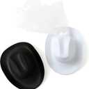 Cowgirl Hats Party Pack | Bride White Cowboy Hat and Black Cowgirl Hats | 7 Pack for Women's Bachelorette Party