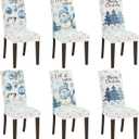 Emvency 6 Pcs Christmas Chair Covers, Xmas Pink Snowman Snowflake Decoration Removable Washable Slipcover Chair Protector for Kitchen Hotel Wedding Holiday Party Dining Room Decor, 3 Style (Winter)