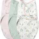 SwaddleMe by Ingenuity Easy Change Baby Swaddle in Size Small/Medium, 0-3 Months, 7-14 Pounds, 3-Pack with Easy Change Zipper - Peekaboo Panda