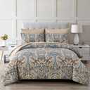 Drucon Brown Comforter Set King, 7 Pieces Bed in a Bag Comforter Boho Paisley Pattern Bedding Soft Microfiber King Size (1 Comforter, 1 Flat Sheet, 1 Fitted Sheet, 2 Pillow Shams, 2 Pillowcases)