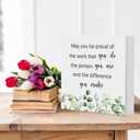 May You Be Proud of the Work Wooden Box Sign Decor, Farmhouse Plaque Home Office Decoration for Wall Table Desk, Appreciation Thank You Gifts for Coworker Employee Boss, 5x5 Inch