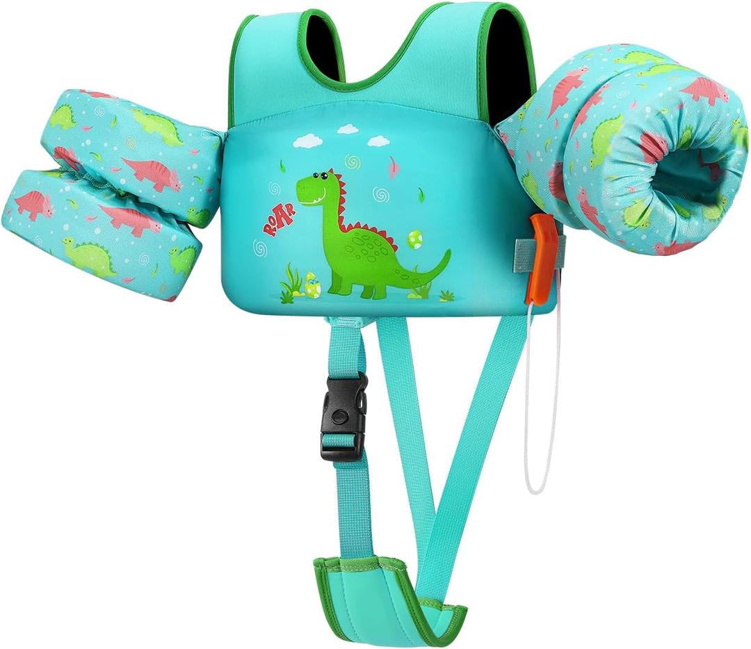 HeySplash Toddler Swim Vest, Toddler Floaties Fit 13-30 Lbs, Puddle Kids Jumper with Adjustable Strap, Pool Float Jacket Arm Floaties Baby Floatie Water Wing, Pool Sea Swimming Aid (F-6-15kg Green)