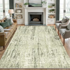 Valenrug Washable Rug 5x7 - Stain Resistant 5x7 Area Rugs for Living Room, Non Slip Backing Printed Rugs for Bedroom, Foldable Machine Washable Area Rug(Green,5'x7')