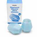 DIAMOND SILICONE WINE GLASSES 9OZ 2pcs