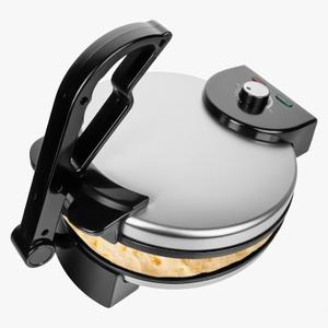 10inch Compact Roti Maker Machine, Electric Tortilla Maker with FREE Roti Warmer and Comfortable Handle, Electric Tortilla Press to make Roti, Chapati, Tortilla, Tortillera AC 110V 50/60Hz 1200W