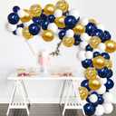 Navy Blue Gold Balloons Garland Kit, 120 pcs Navy and Gold Confetti White Balloons Arch for Graduation Birthday Party Baby Shower DIY Decoration