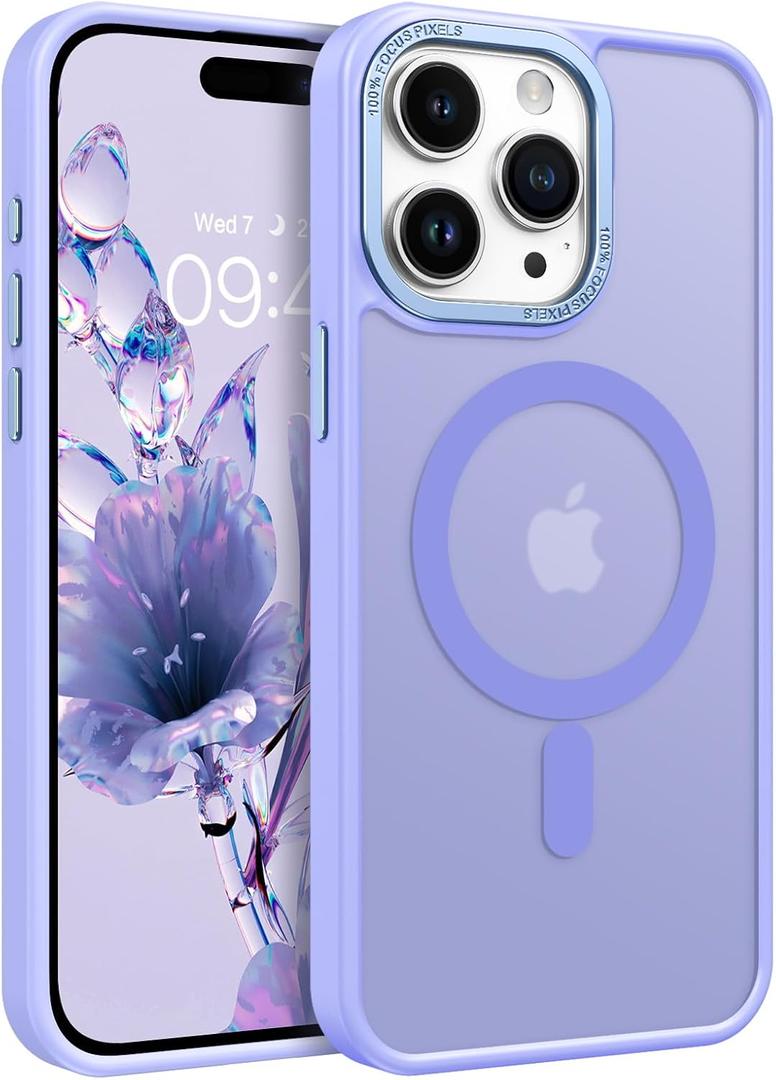 BENTOBEN Magnetic for iPhone 15 Pro Max Case,[Compatible with MagSafe] Translucent Matte Frosted Anti-Fingerprint Slim Shockproof Women Men Protective Case for iPhone 15 Pro Max 6.7", Purple Blue