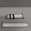 Nine West Fashion Strap Band for Apple Watch Secure, Adjustable (42mm (Series 1-3), 44/45/46/49mm (Ultra & Ultra 2), White/Black/Gold)
