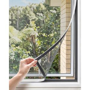 Paramondo DIY Magnetic Window Screen, Durable White Frames with Gray Fiberglass Mesh, 39 x 59 Adjustable No Drilling Cut-to-Fit Screens for House Windows