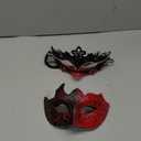 2025 Masquerade Masks for Couples, Shiny Rhinestone Metal Filigree Venetian Mask & Mens Venetian Mask for Mardi Gras