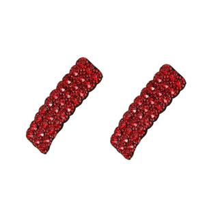 2Pcs Red Cute Rhinestones Korean Style Hair Clips,Rectangular Hairpins Shiny Luxury Hairpins Wedding Rhinestone Hair Clips, Barrettes Hair Accessories for Women Girls