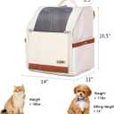 Large Cat Carrier Backpack, Shaded Small Dog Backpack with Breathable Mesh, Soft Side Safety Pet Backpack for Hiking, Travel, Outdoor, White